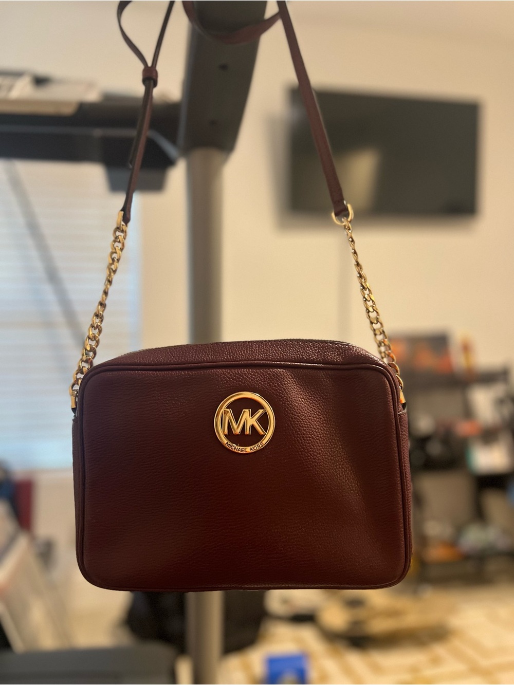 Burgundy Michael Kors Fulton Crossbody